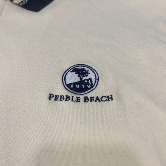 Pebble Beach Polo Shirt Vintage Pebbles Beach 1919 Logo Classic Mens XL Yellow - Picture 2 of 9